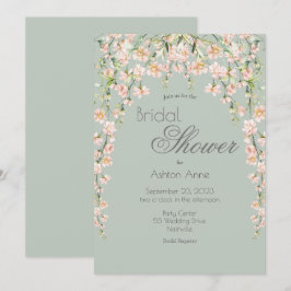 Roze Blush Green Floral Wildflower Bridal Kaart