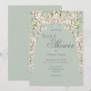 Roze Blush Green Floral Wildflower Bridal Kaart