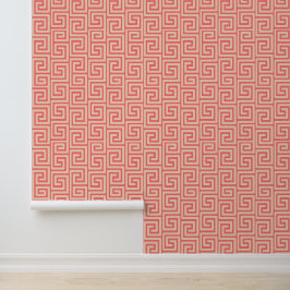 Roze & Blush Griekse Sleutel Monochromatisch Behang
