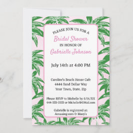 Roze Blush Groene Palm Tree Zomer Douche Party Kaart
