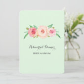 Roze Blush Groene repetitie Diner Party Kaart (Staand voorkant)