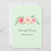 Roze Blush Groene repetitie Diner Party Kaart (Voorkant)