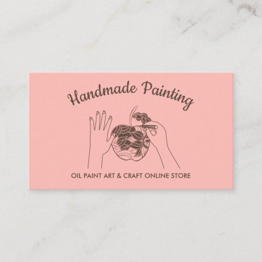 Roze Blush Handgemaakte Hobby Schilder Schets Visitekaartje (Voorkant)