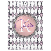 Roze Blush Harlequin Monogram Klembord (Achterkant)