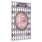 Roze Blush Harlequin Monogram Klembord (Rechts)