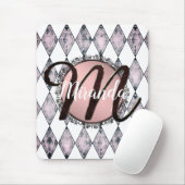 Roze Blush Harlequin Monogram Muismat (Met muis)