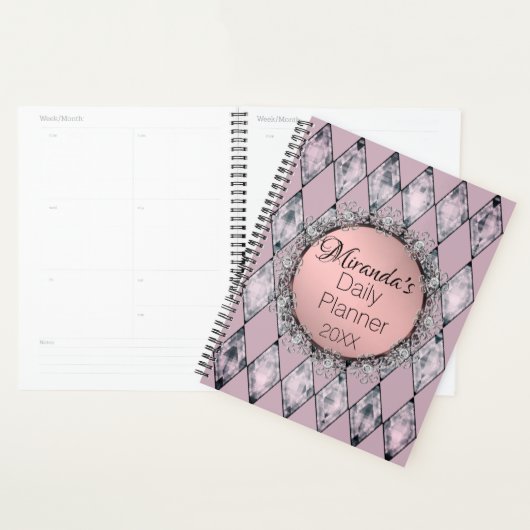 Roze Blush Harlequin Monogram Planner (Display)