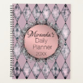 Roze Blush Harlequin Monogram Planner (Voorkant)