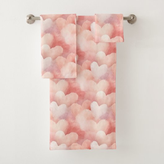  roze blush harten bad handdoek (Insitu)