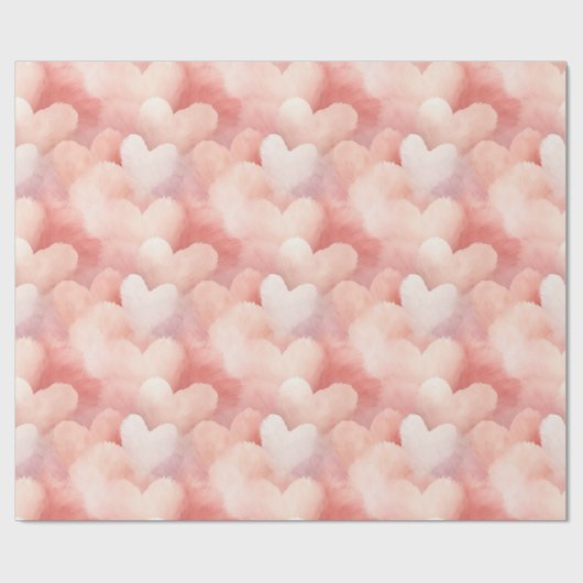 roze blush harten cadeaupapier (Vlak)