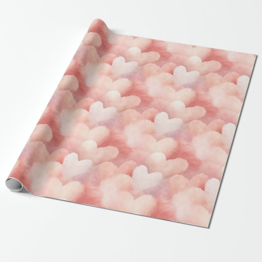  roze blush harten cadeaupapier (Uitgerold)