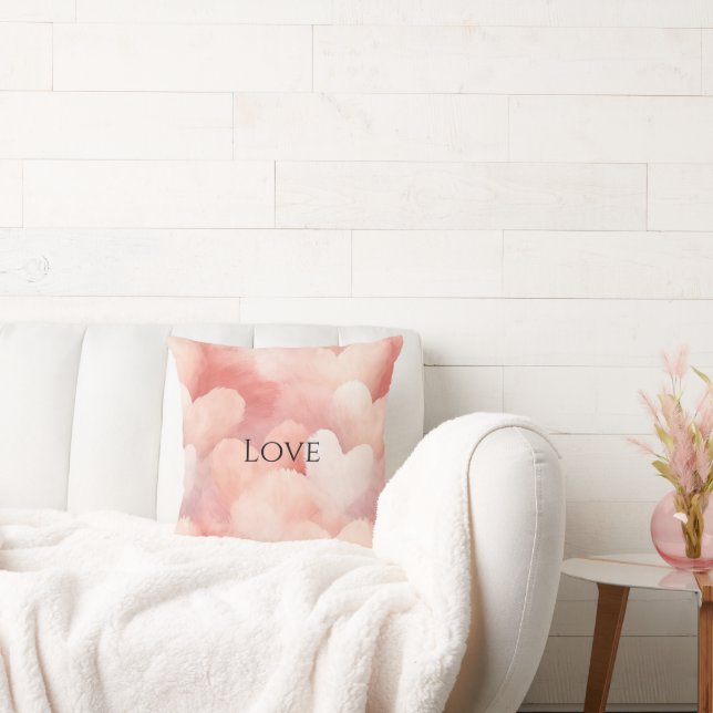  roze blush harten kussen (Bank)