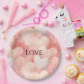 roze blush harten liefde papieren bordje (Feest)