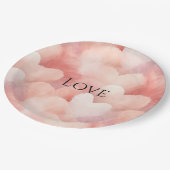 roze blush harten liefde papieren bordje (Gekanteld)