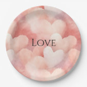 roze blush harten liefde papieren bordje (Voorkant)
