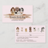 Roze Blush Hondenverzorger Huisdierafspraak Visitekaartje (Voorkant / Achterkant)