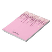 Roze Blush Ice Cream Glitter Drips Gepersonaliseer Notitieblok (Linkerzijde)