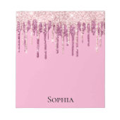 Roze Blush Ice Cream Glitter Drips Gepersonaliseer Notitieblok (Voorkant)
