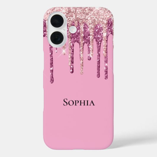 Roze Blush Ice Cream Glitter Druppels Case-Mate iPhone Case (Achterkant)