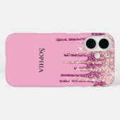 Roze Blush Ice Cream Glitter Druppels Case-Mate iPhone Case (Achterkant (horizontaal))