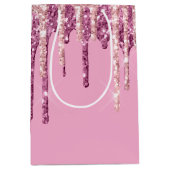 Roze Blush Ice Cream Glitter Druppels Medium Cadeauzakje (Voorkant)