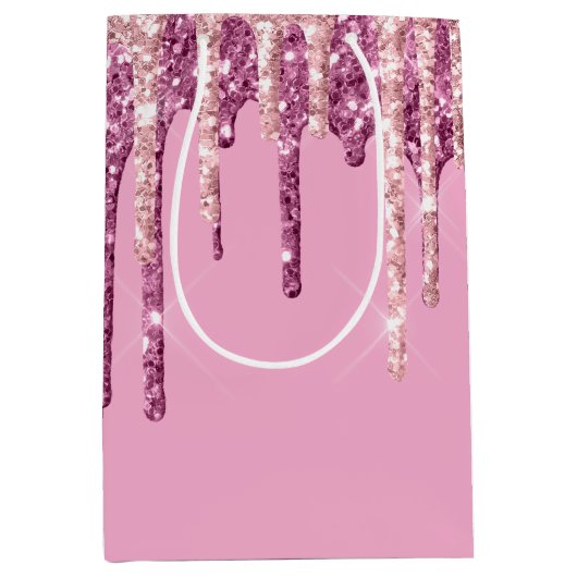 Roze Blush Ice Cream Glitter Druppels Medium Cadeauzakje (Voorkant)