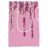 Roze Blush Ice Cream Glitter Druppels Medium Cadeauzakje (Achterkant)