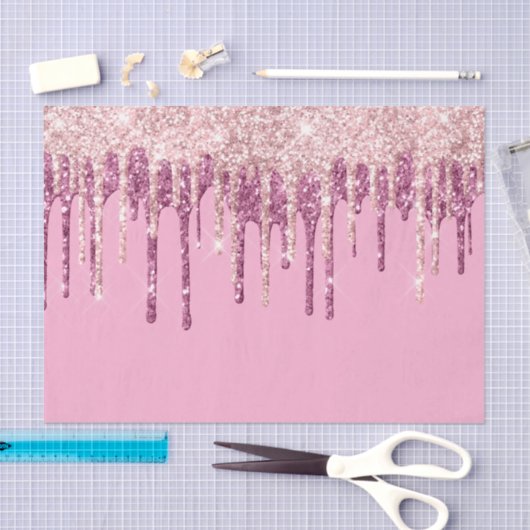 Roze Blush Ice Cream Glitter Druppels Tissuepapier (Craft)