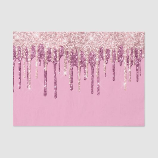 Roze Blush Ice Cream Glitter Druppels Tissuepapier (Voorkant)