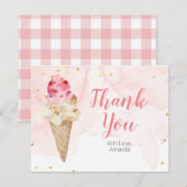 Roze Blush ijs Bruiloft Shower Gouden Glitters Bedankkaart (Voorkant / Achterkant)