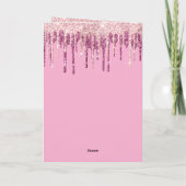 Roze Blush IJscrème Glitter Druppels Verjaardag Kaart (Achterkant)