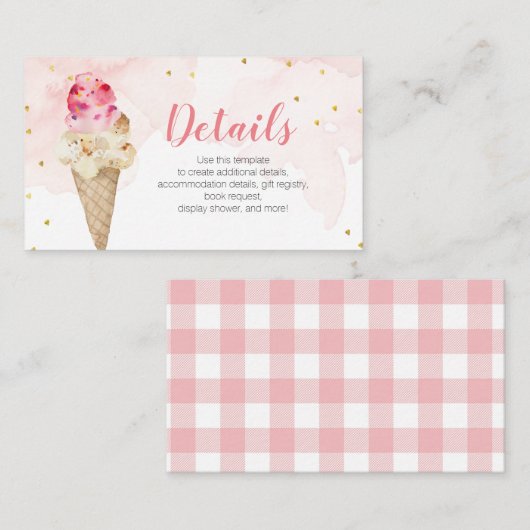 Roze Blush-ijsvormer — Vrijgezellenfeest met detai Informatiekaartje (Voorkant / Achterkant)
