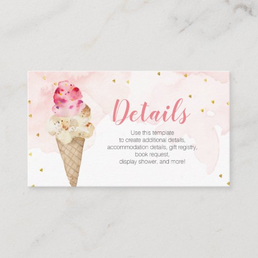 Roze Blush-ijsvormer — Vrijgezellenfeest met detai Informatiekaartje (Voorkant)