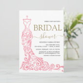 Roze Blush Jurk Bruidsuitnodiging Kaart (Staand voorkant)