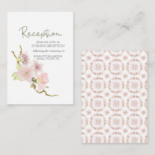 Roze Blush Magnolia Bloemen Bruiloft Enclosure Kaa Informatiekaartje