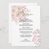 Roze Blush Magnolia Bloemen Bruiloft Menu (Voorkant / Achterkant)