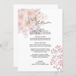 Roze Blush Magnolia Bloemen Bruiloft Menu