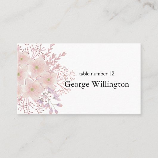 Roze Blush Magnolia Bloemen Bruiloft Plaats Kaart Plaatskaartje (Voorkant)