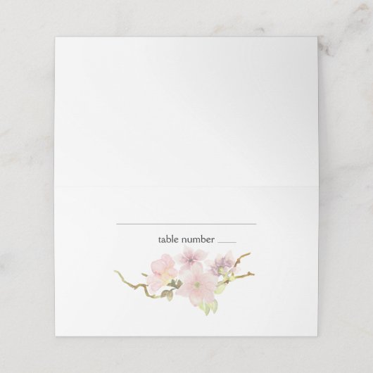 Roze Blush Magnolia Bloemen Bruiloft Plaats Kaart Plaatskaartje (Buitenkant ongevouwen)