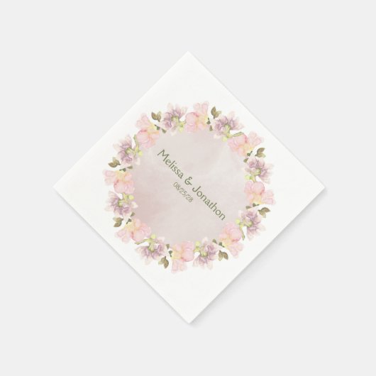 Roze Blush Magnolia Bloemen Bruiloft Servetten (Hoek)