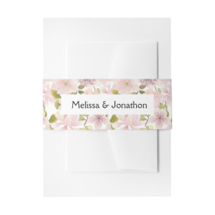 Roze Blush Magnolia Bloemen Bruiloft Uitnodigingen Wikkel