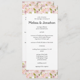 Roze Blush Magnolia Bloemen Huwelijk Programma Programmakaart