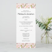 Roze Blush Magnolia Bloemen Huwelijksprogramma Programmakaart (Staand voorkant)