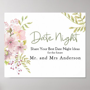 Roze Blush Magnolia Bloemendatum Avond Bord Poster