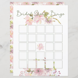Roze Blush Magnolia Bloemige Bruiloftsshower Bingo