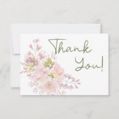 Roze Blush Magnolia Floral Elegant Hartelijk dank Bedankkaart (Voorkant)