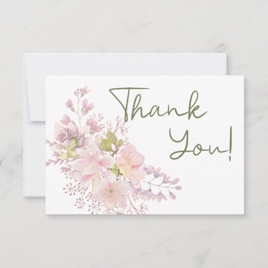 Roze Blush Magnolia Floral Elegant Hartelijk dank Bedankkaart (Voorkant)