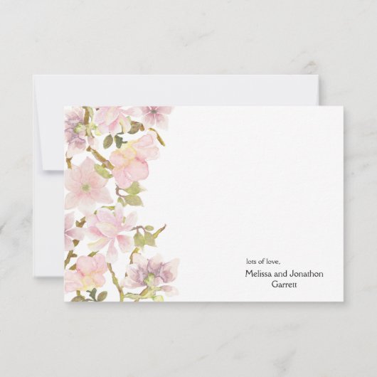 Roze Blush Magnolia Floral Elegant Hartelijk dank Bedankkaart (Achterkant)