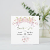 Roze Blush Magnolia Floral Elegant Save the Date (Staand voorkant)