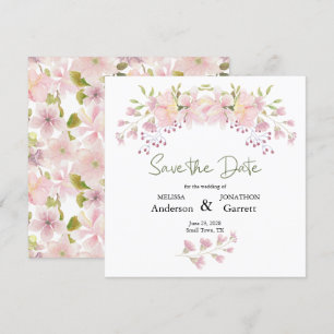 Roze Blush Magnolia Floral Elegant Save the Date